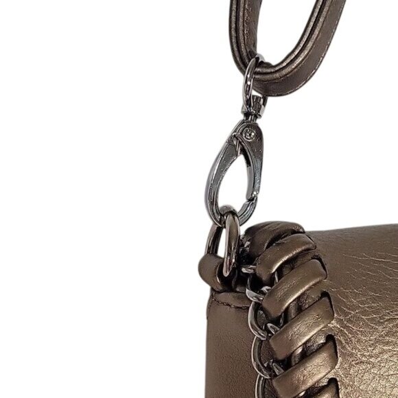 Charming Charlie Bronze Faux Leather Crossbody Bag With Chain Detail & Adjustabl - Picture 3 of 6